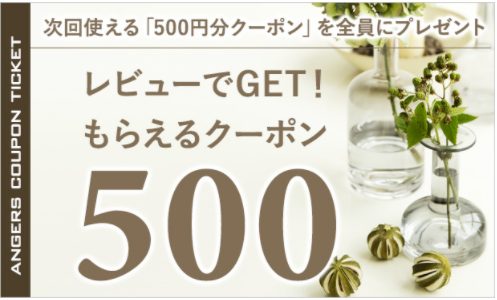 アンジェのレビュー投稿で500円OFFクーポン